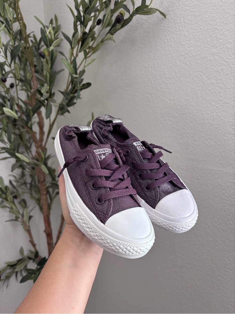 Converse All Star Purple Glitter Shoreline Slip On Sneakers 2